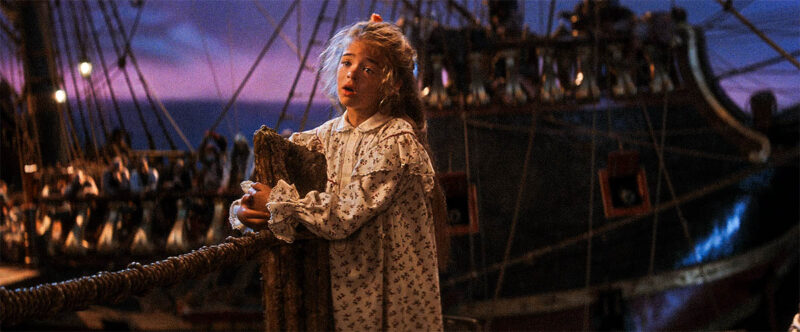 Later, Maggie will sing the same lullaby to the Lost Boys held prisoner by the pirates, taking on the role of a mother.